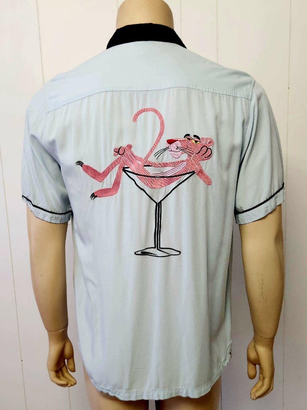 Pink Panther shirt M men's camp shirt martini glass